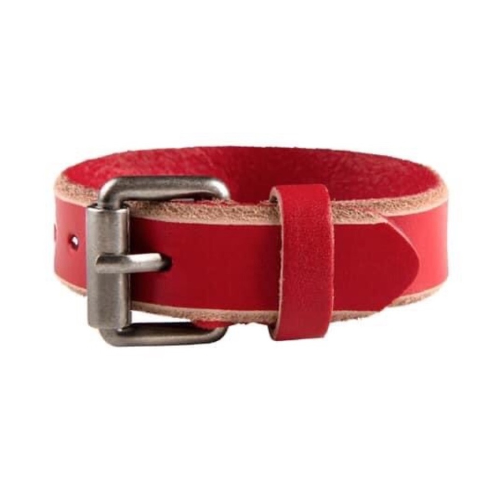 NEW Red Leather Women's Buckle Bracelet - Picture 2 of 6